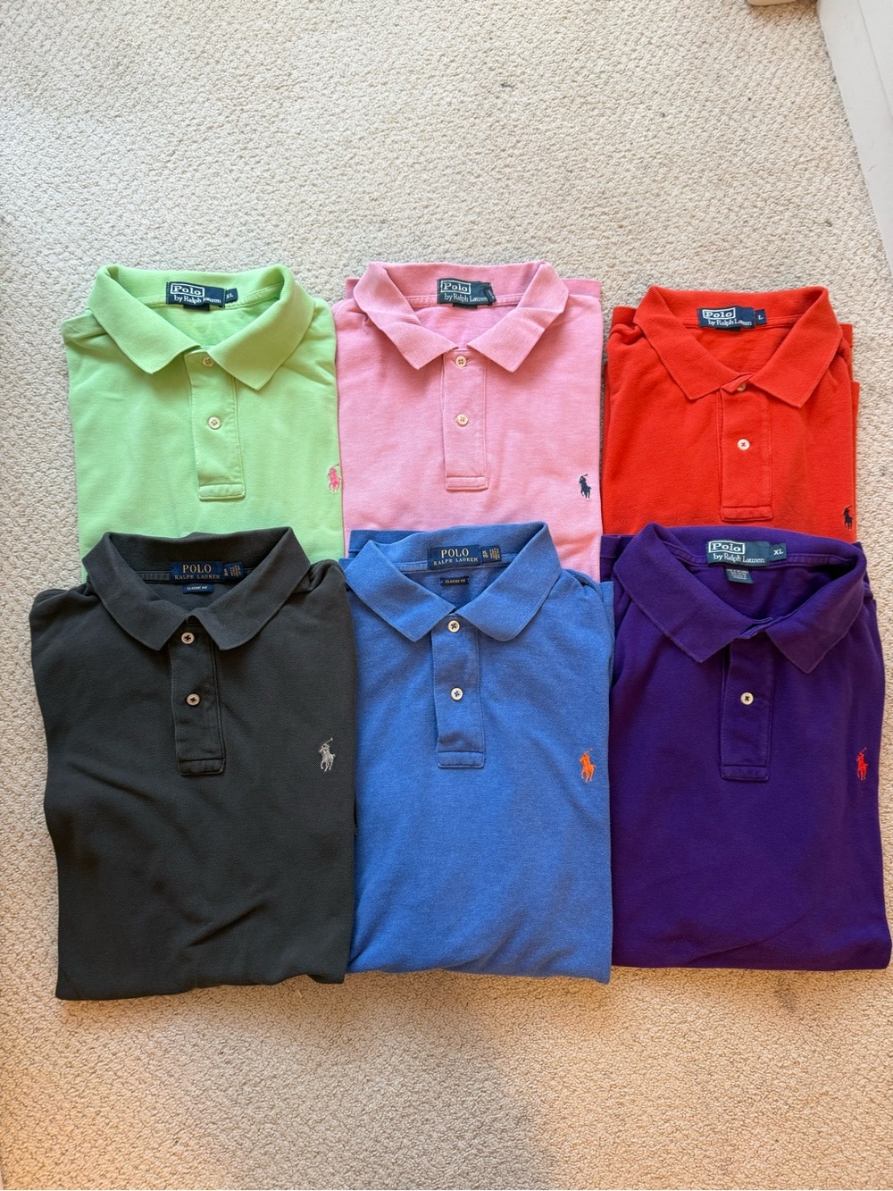 Men’s Ralph Lauren Polo Classic Fit Mesh Polo shirts bundle of 6 size XL